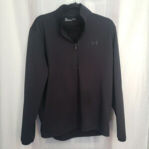 Under Armour Tech Men L 1/4 Zip Long Sleeve Solid Black Lightweight Jacket *FLAW